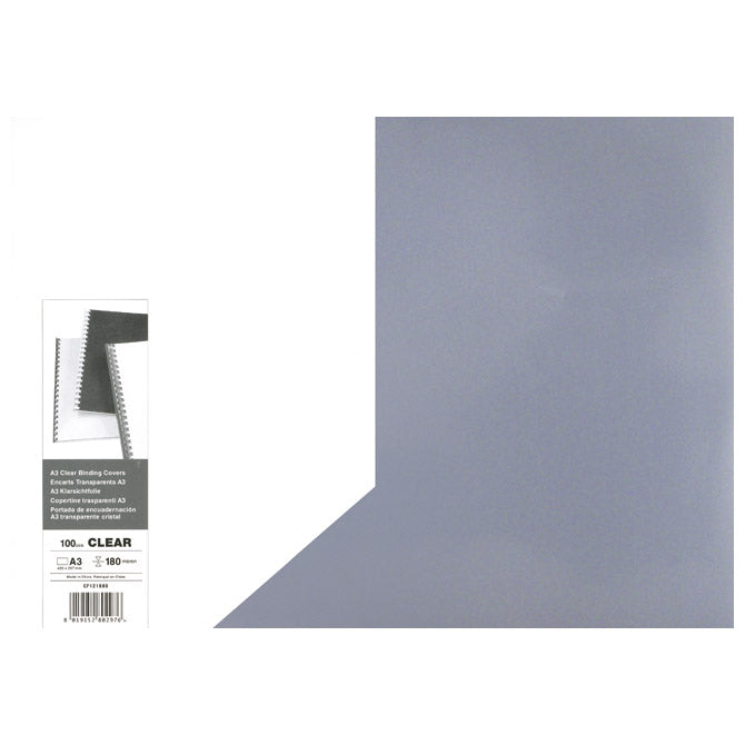 Korice za spiralni uvez 180my pvc a3 pk100 gbc cf121880 prozirne