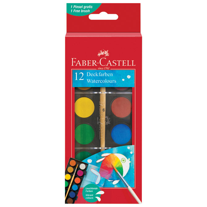 Boja vodena fi 24mm 12boja plus kist faber castell 125011 blister
