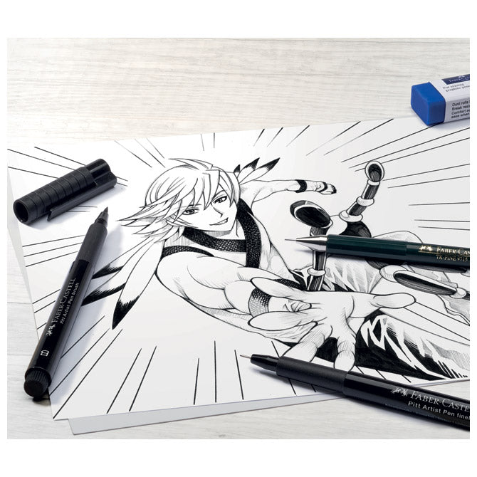 FLOMASTER PITT ARTIST MANGA BLACK SET PK4 FABER CASTELL 167132 CRNI BLISTER