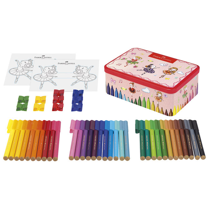 FLOMASTER ŠKOLSKI  33BOJE U METALNOJ KUTIJI CONNECTOR BALERINA FABER CASTELL 155534