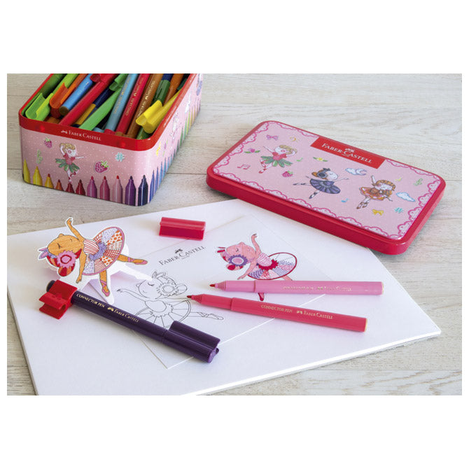 FLOMASTER ŠKOLSKI  33BOJE U METALNOJ KUTIJI CONNECTOR BALERINA FABER CASTELL 155534