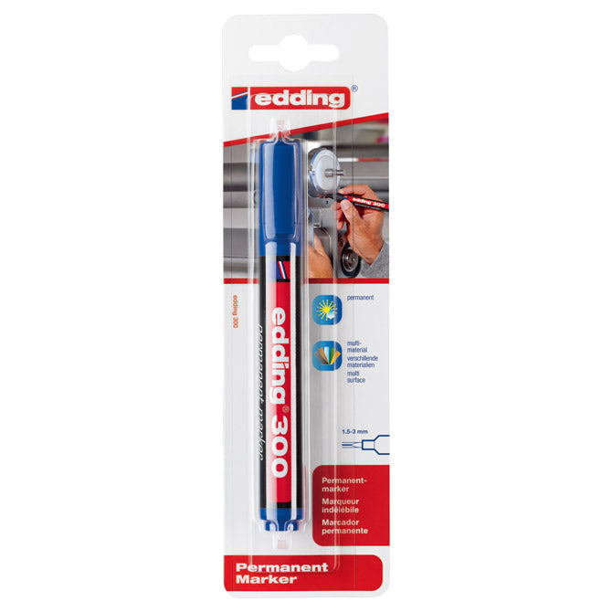 Marker permanentni 1,5-3mm okrugli vrh edding 300/1 plavi blister