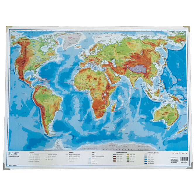 Mapa stolna svijeta obostrana 64x49cm plastificirana trsat