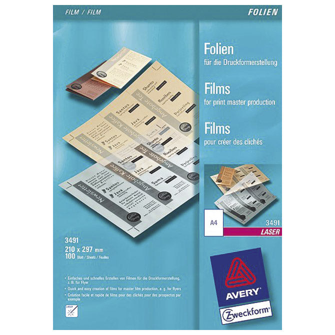 FOLIJA LASER ZA GRAFIČKU PRIPREMU A4 100MY MAT PK100 ZWECKFORM 3491