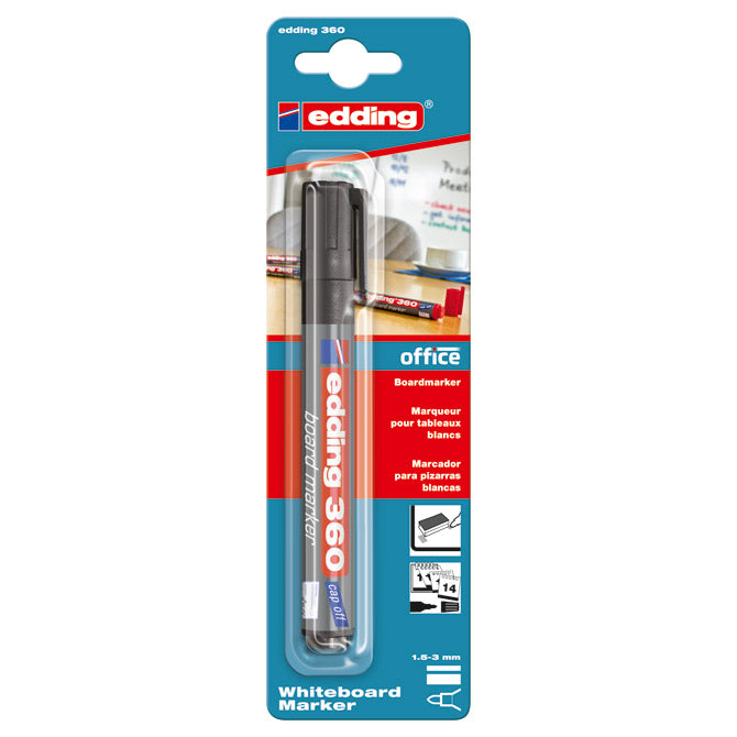 MARKER ZA BIJELU PLOČU 1,5-3MM EDDING 360/1 CRNI BLISTER