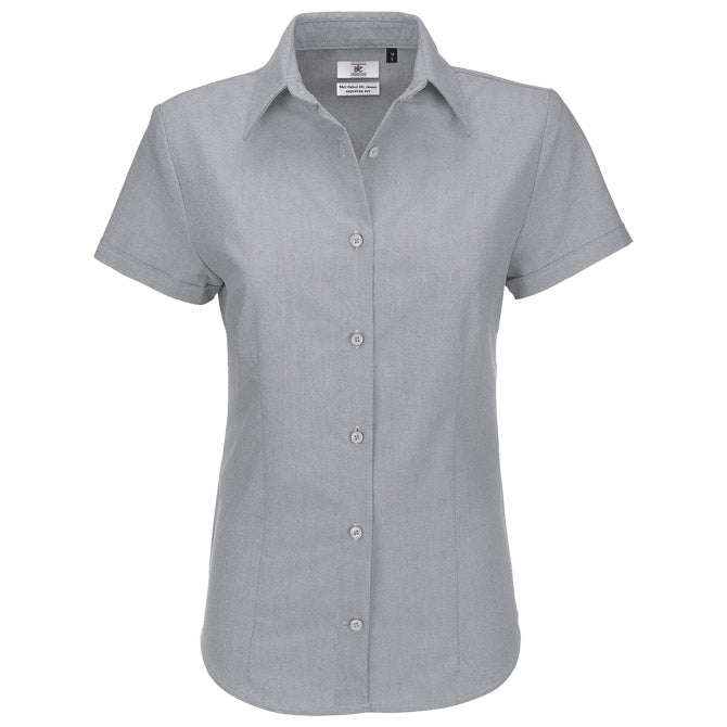 ŽENSKA SRAJCA S KRATKIMI ROKAVI B&C OXFORD 135G SREBRNA 3XL!!