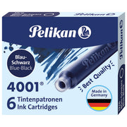 Tinta za nalivpero patrone pk6 4001 pelikan 301184 plavo/crna