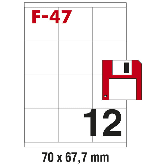 Etikete ILK za diskete 70x67,7 mm pk100L Fornax F-47