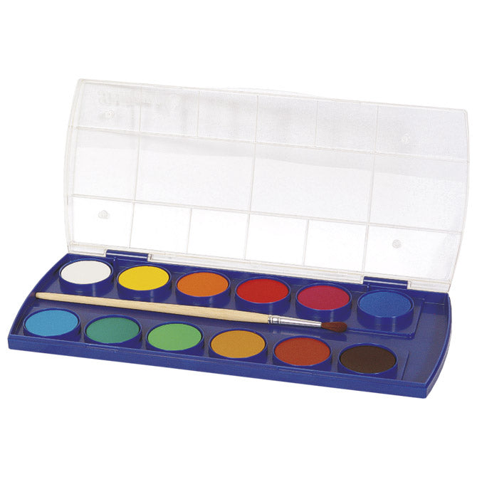Vodene barve fi 30mm 12 barv plus čopič pelikan 721324