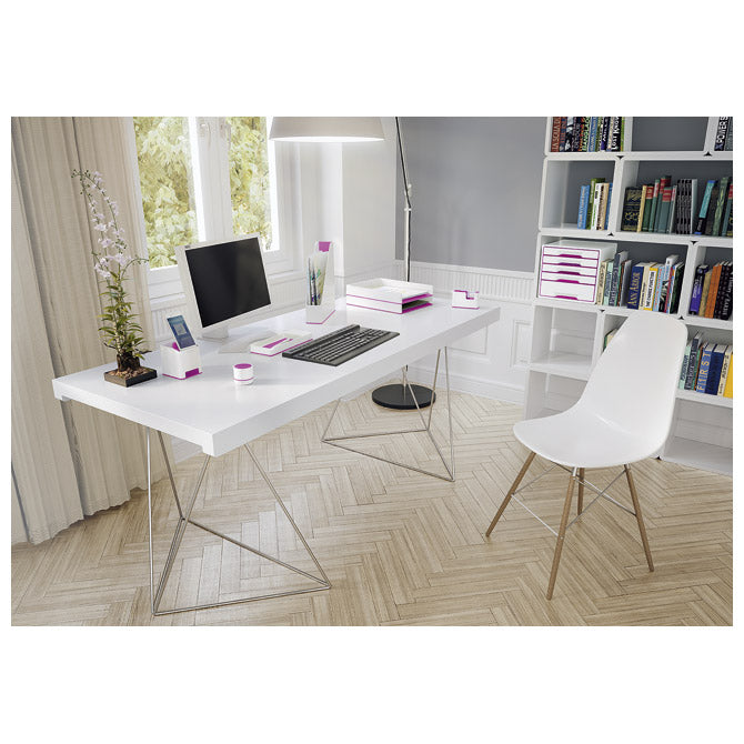 Kozarec za pisala pvc kvadraten wow leitz 53631023 bela/roza