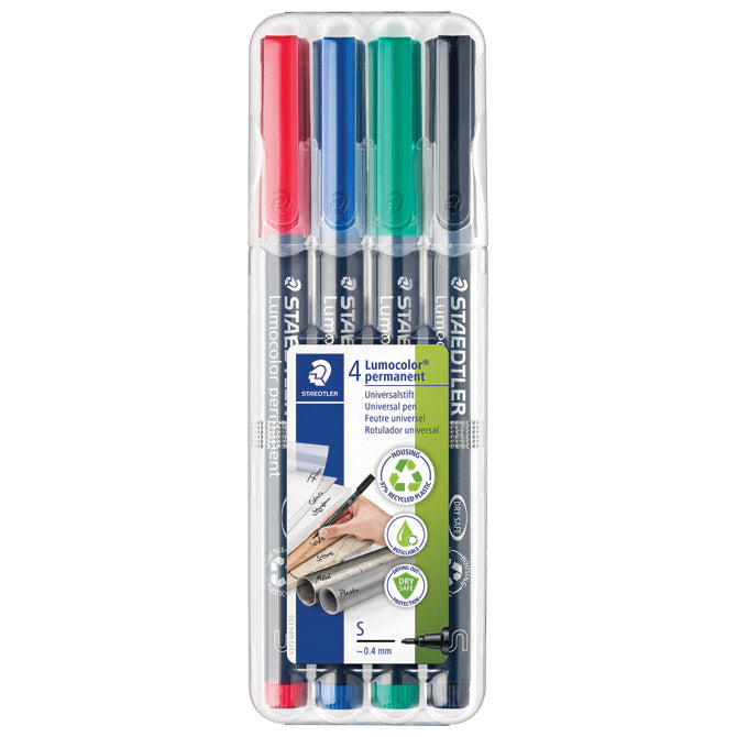 MARKER PERMANENTNI 0,4MM PK4 RECIKLIRANI LUMOCOLOR STAEDTLER 313 WP4