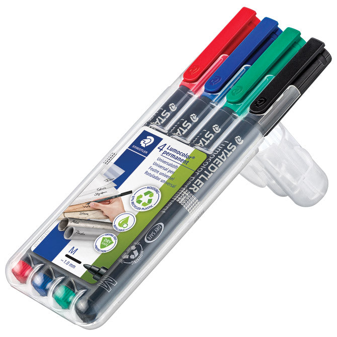 MARKER PERMANENTNI 1MM PK4 RECIKLIRANI LUMOCOLOR STAEDTLER 317 WP4