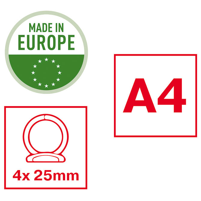 Mapa uložna 4ringa-fi25mm/hrbat-35mm a4 vivida esselte 14462 crna