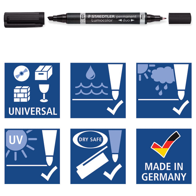 Marker permanentni obostrani 0,6 i 1,5mm lumocolor staedtler 348-3 plavi