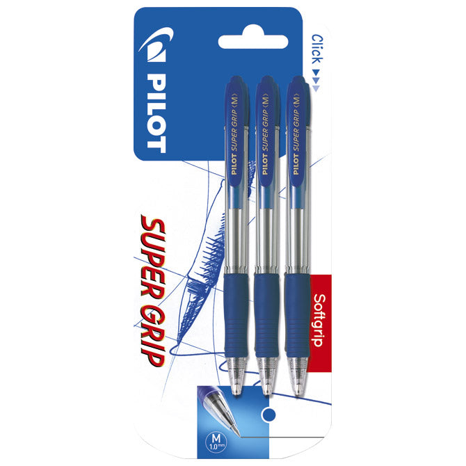 Kemijski svinčnik Super Grip pk3 Pilot BPGP-10R-M modra blister