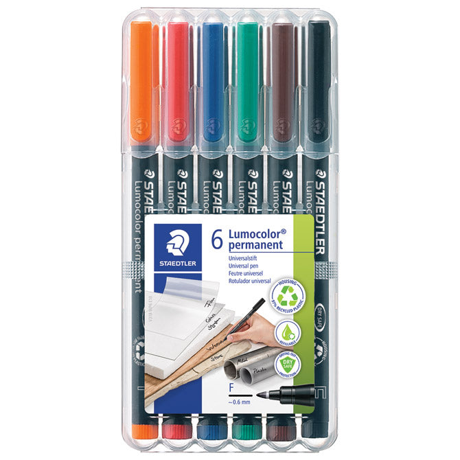 MARKER PERMANENTNI 0,6MM PK6 RECIKLIRANI LUMOCOLOR STAEDTLER 318 WP6