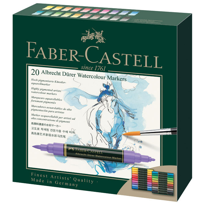 OBOJESMERNI AKVARELNI FLOMASTER 20 BARV ALBRECHT DÜRER FABER CASTELL 160320 SORTIRANO