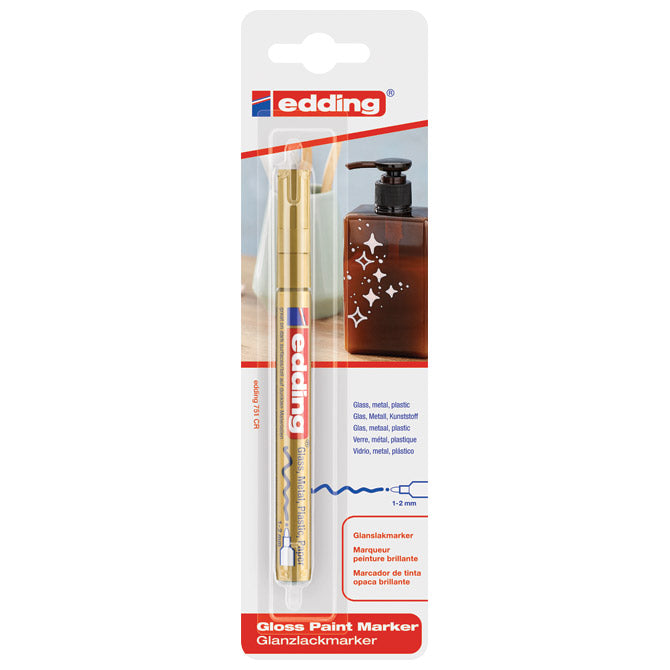 MARKER PERMANENTNI SJAJNI LAKIRAJUĆI 1-2MM EDDING 751/1 ZLATNI BLISTER