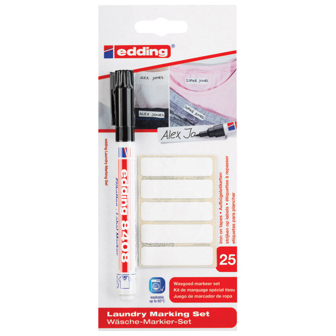 SET MARKER ZA RUBLJE 0,75 MM PLUS ETIKETE  EDDING 8408/1 CRNI BLISTER