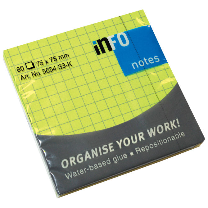 SAMOLEPILNI BLOK 75X75MM KARO 80L GLOBAL NOTES 5654-33-K NEON-ZELEN