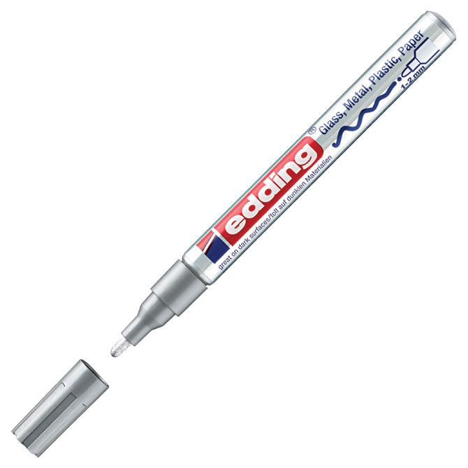 Marker permanentni sjajni lakirajući 1-2mm edding 751 srebrni