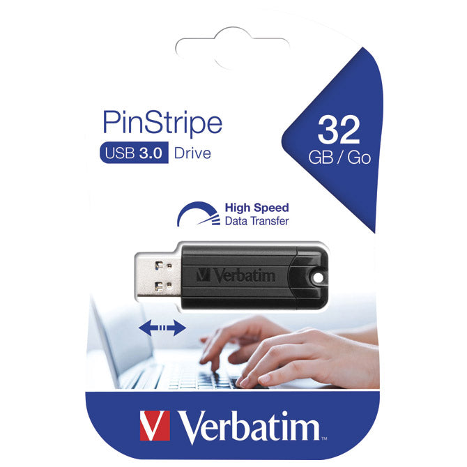 MEMORIJA USB 32GB 3.0 PINSTRIPE VERBATIM 49317 CRNA BLISTER