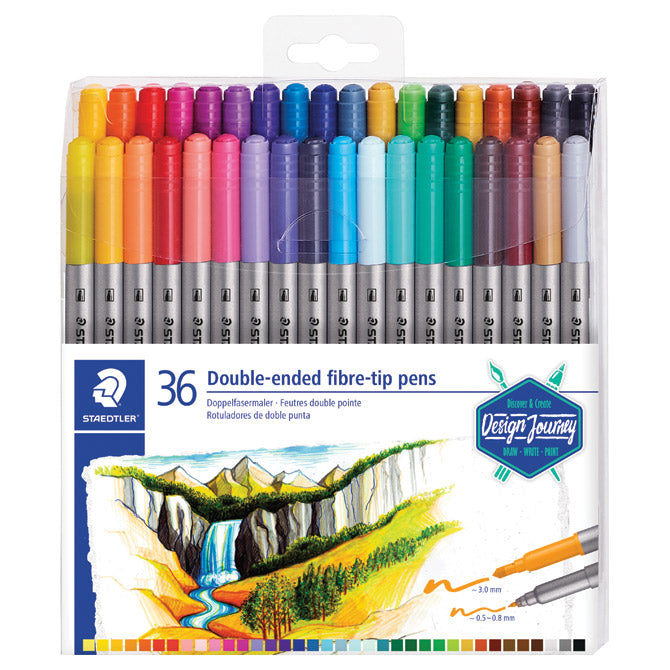 FLOMASTER 36BOJA OBOSTRANI S 2 VRHA DESIGN JOURNEY STAEDTLER 3200 TB36 BLISTER