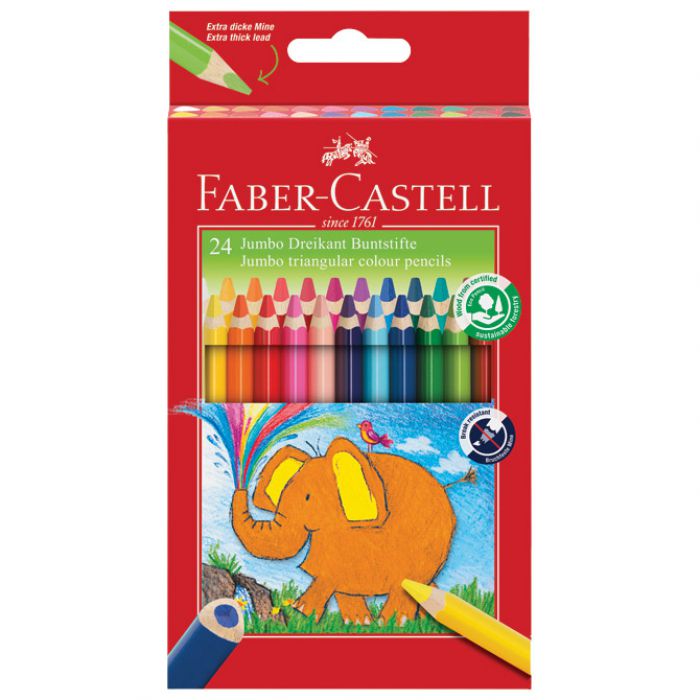 BOJE DRVENE  24BOJE JUMBO TROKUTASTE FABER-CASTELL 116524 BLISTER