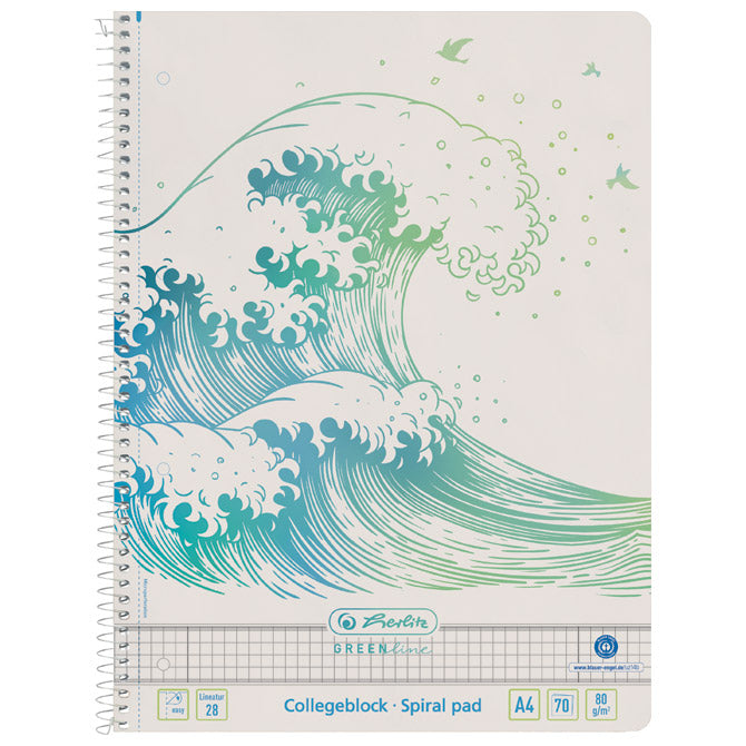 BLOK KOLEGIJ A4 KARO  70L GREENLINE WAVE HERLITZ 50033478