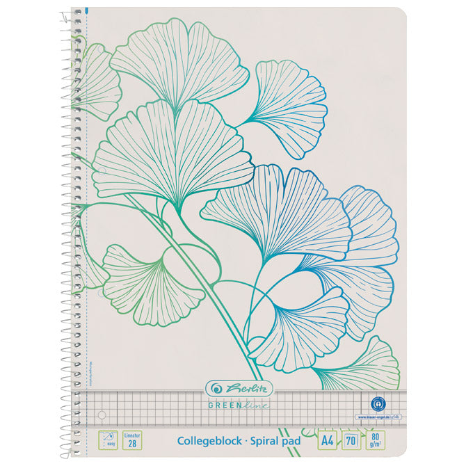 BLOK KOLEGIJ A4 KARO  70L GREENLINE GINKGO HERLITZ 50033485