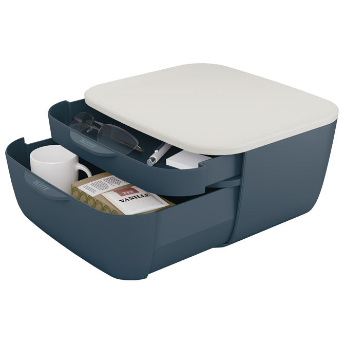 ŠKATLA Z 2 PREDALOMA COSY LEITZ 53570089 TEMNO SIVA/BELA