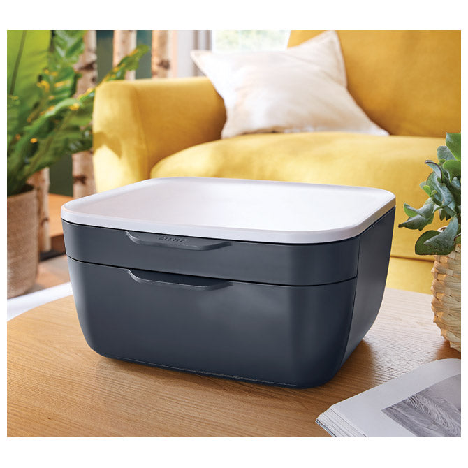 ŠKATLA Z 2 PREDALOMA COSY LEITZ 53570089 TEMNO SIVA/BELA