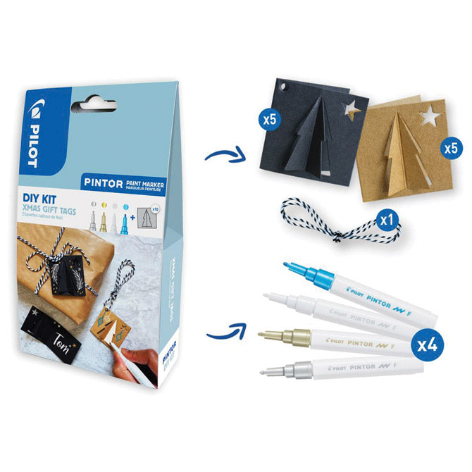 SET 4 MARKERA I PRIVJESNICE DIY KIT XMAS GIFT TAGS PINTOR PILOT BLISTER!!
