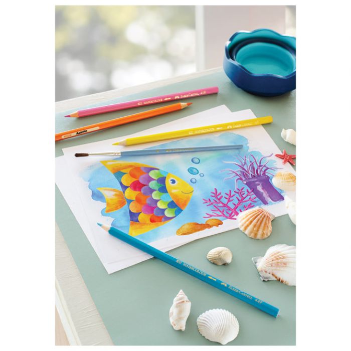 BOJE DRVENE-VODENE  12BOJA PLUS KIST AQUARELL FABER-CASTELL 114413 BLISTER