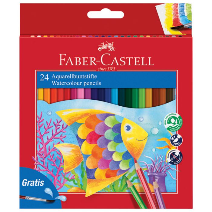 BOJE DRVENE-VODENE  24BOJE PLUS KIST AQUARELL FABER-CASTELL 114425 BLISTER