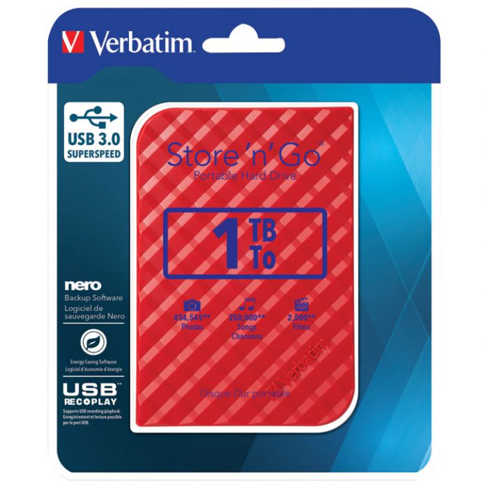 HARD DISK 2.5"     1TB USB 3.0 - 3D SURFACE VERBATIM 53203 CRVENI BLISTER