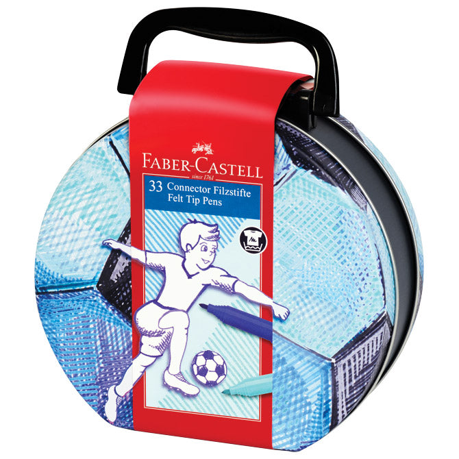 FLOMASTER ŠKOLSKI  33BOJE U METALNOJ KUTIJI CONNECTOR SOCCER FABER CASTELL 155538