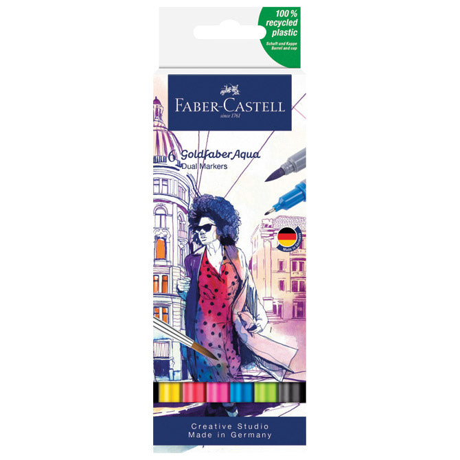MARKER OBOSTRANI AKVAREL  6BOJA GOLDFABER FABER CASTELL 164606 SORTIRANO BLISTER