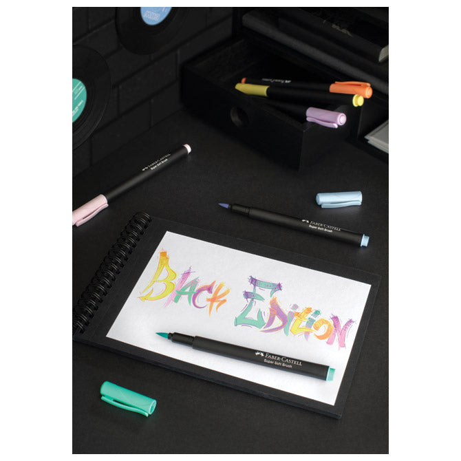 FLOMASTER BRUSHPEN  6BOJA BLACK EDITION FABER CASTELL 116453 PASTEL BLISTER
