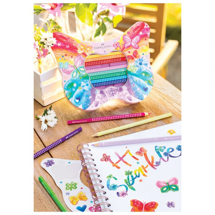 BOJE DRVENE  20BOJA METALNA KUTIJA SPARKLE BUTTERFLY FABER CASTELL 201971