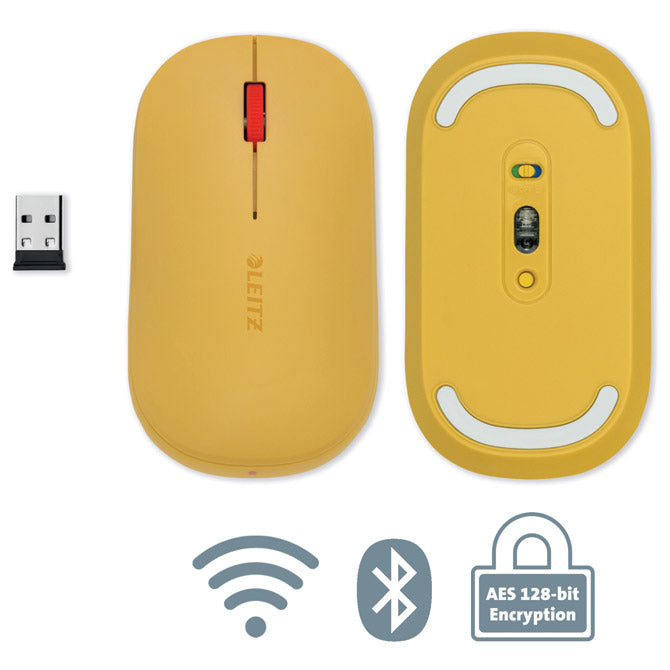 MIŠ USB 3 GUMBE OPTIČNI BREZŽIČNI COSY LEITZ 65310019 RUMEN
