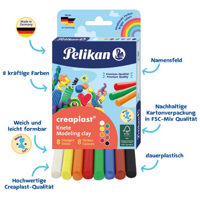 Plastelin  8boja karton creaplast pelikan 606035 blister