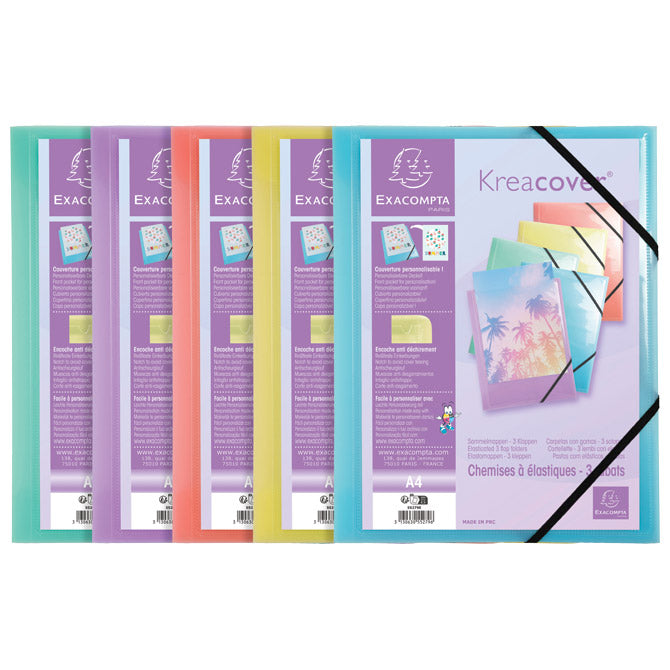FASCIKL KLAPA S GUMICOM PP A4 KREACOVER EXACOMPTA 55279E PASTEL SORTIRANO