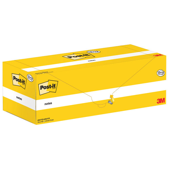 Blok samoljepljiv 76x76mm 100L Post-it 3M.654 žuti 12+12 gratis