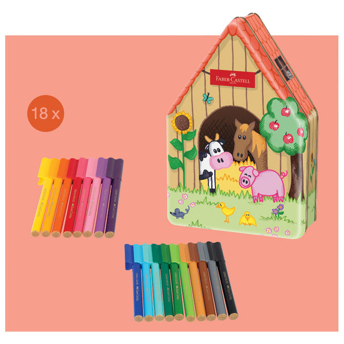 FLOMASTER ŠKOLSKI  18BOJA U METALNOJ KUTIJI CONNECTOR FARMA FABER CASTELL 155539