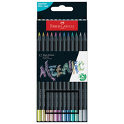 BOJE DRVENE  12BOJA TROKUTASTE BLACK EDITION METALLIC FABER CASTELL 116415 BLISTER