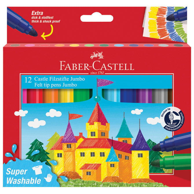 FLOMASTER ŠKOLSKI  12BOJA JUMBO KRATKI FABER CASTELL 154311 BLISTER