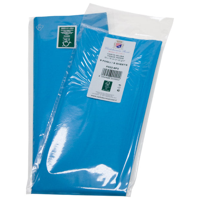 PAPIR UKRASNI TISSUE 50X76CM PK6 CARTOTECNICA ROSSI F022 TIRKIZNI BLIS.