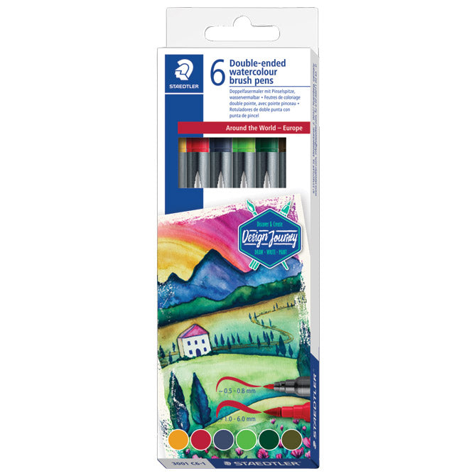 FLOMASTER 6BOJA OBOSTRANI AKVAREL "EUROPA" DESIGN JOURNEY STAEDTLER 3001 C6-1 BLISTER