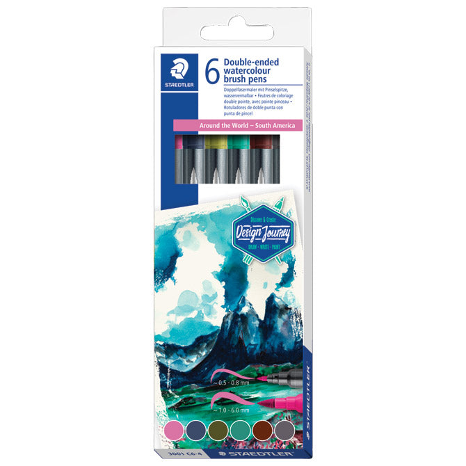 FLOMASTER 6BOJA OBOSTRANI AKVAREL "SOUTH AMERICA" DESIGN JOURNEY STAEDTLER 3001 C6-4 BLISTER